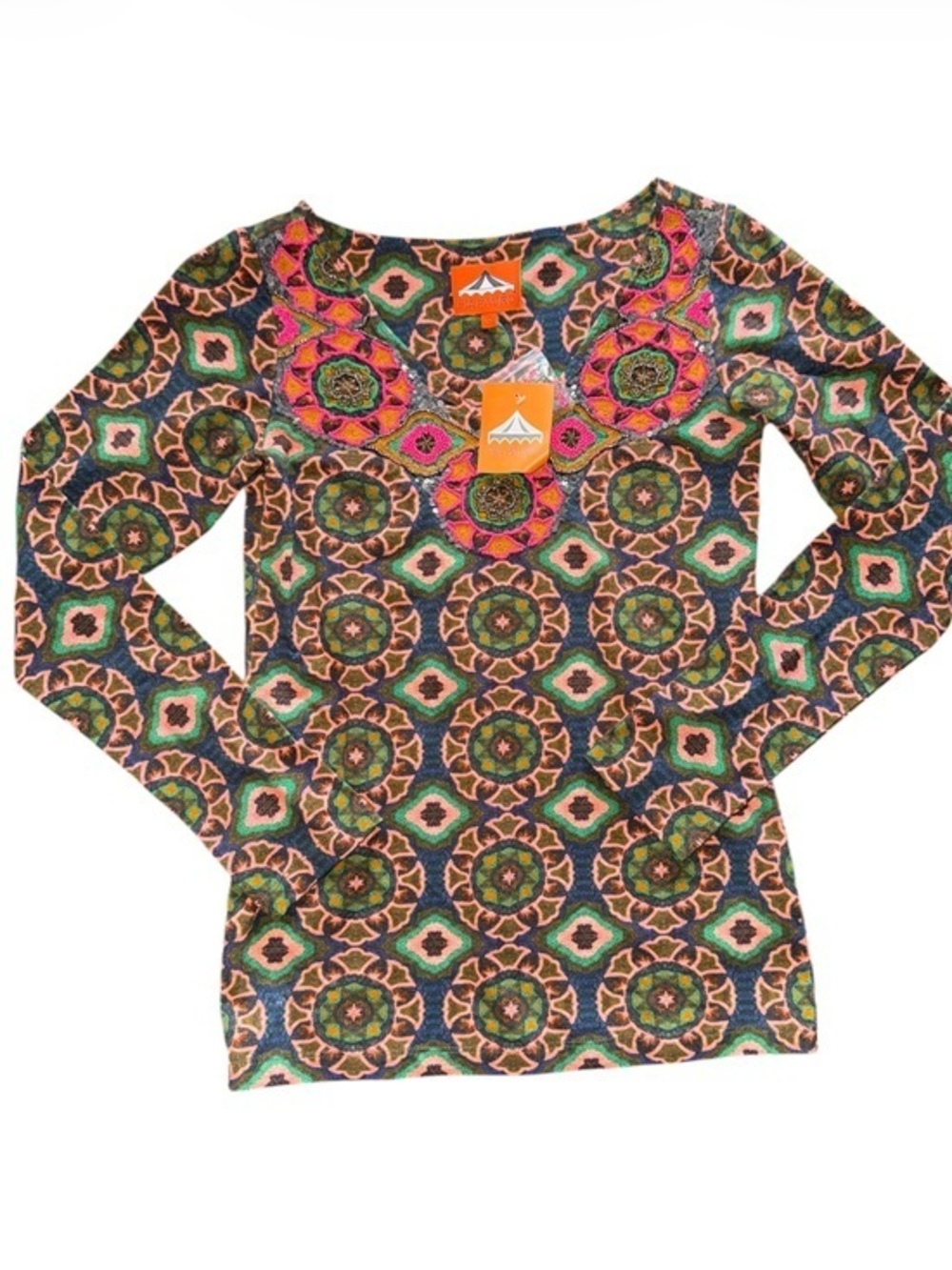 Pia Pauro XS Beaded Sequin Bohemian Made in India Top New GORGEOUS!